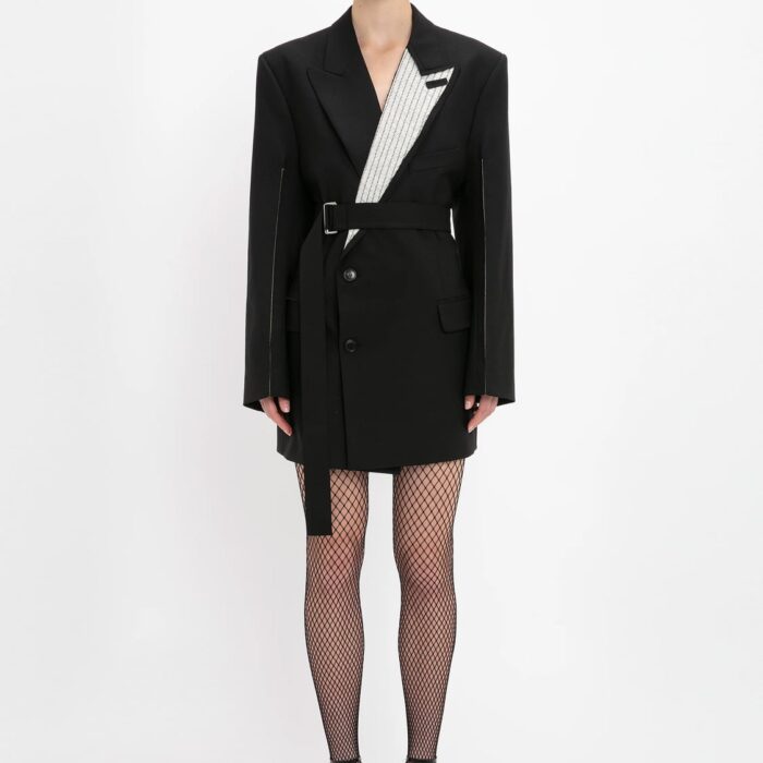 Double Breasted Tailored Dress In Black