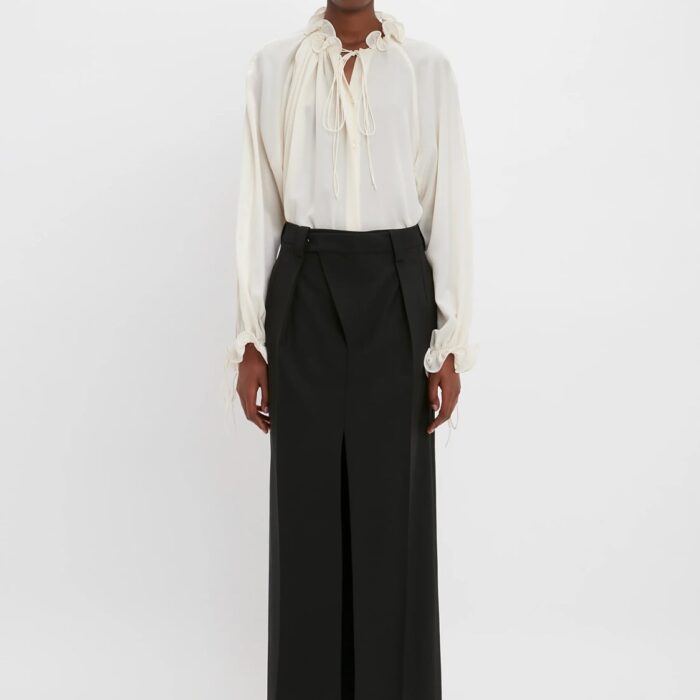 Cropped Long Sleeve Shirt In White