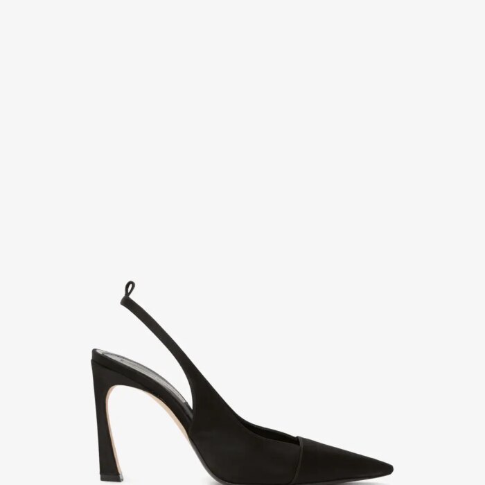 Pointy Toe Sling back in Black Calf