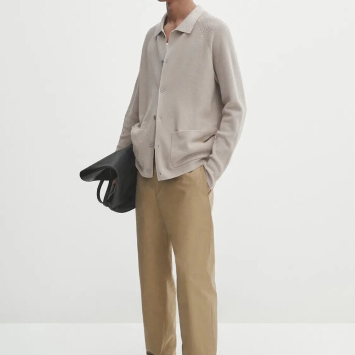 Micro twill tapered fit chino trousers