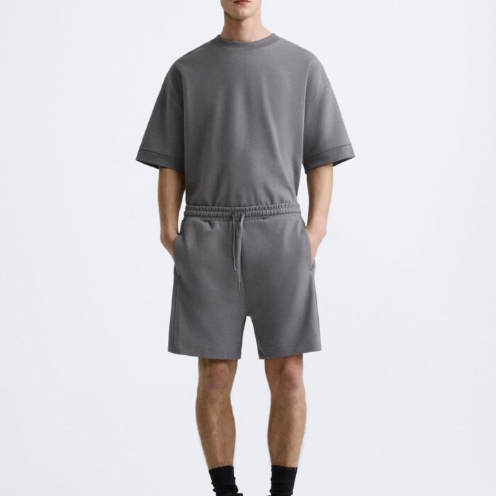 Grey Trousers and T-shirt in Light Grey