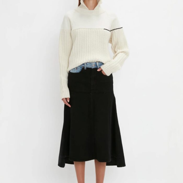 Polo Neck Knitted Top In White