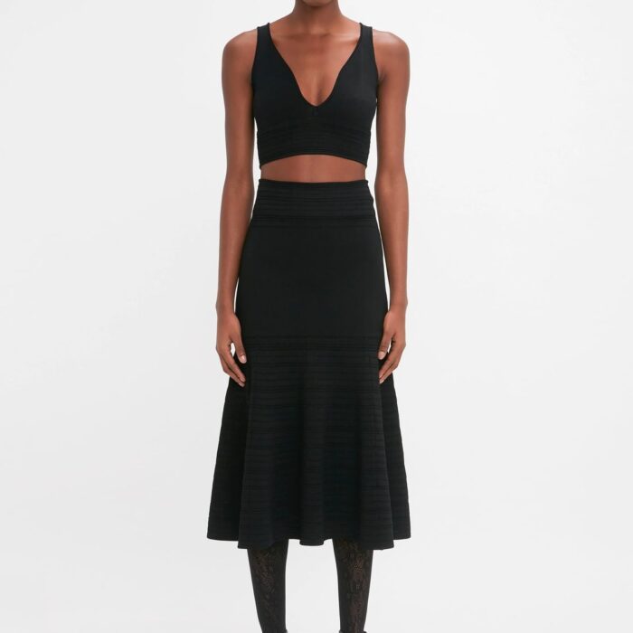 Frame Detail Cut-Out Cami Skirt In Black