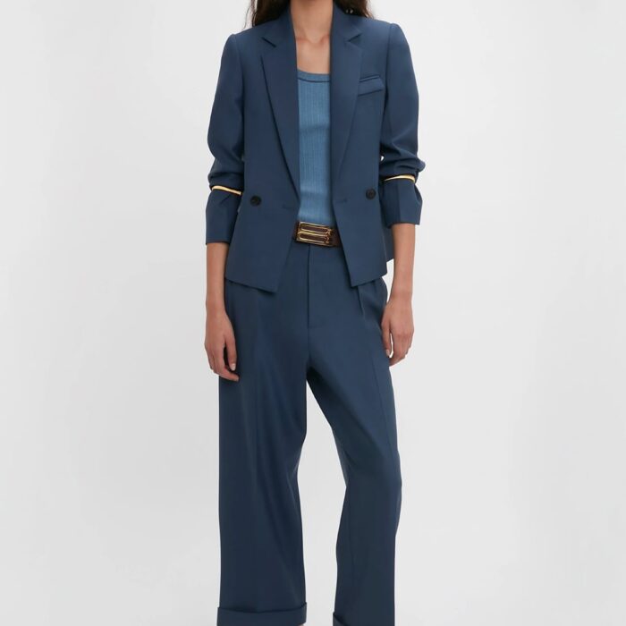 Shrunken Double Breasted Jacket In Heritage Blue