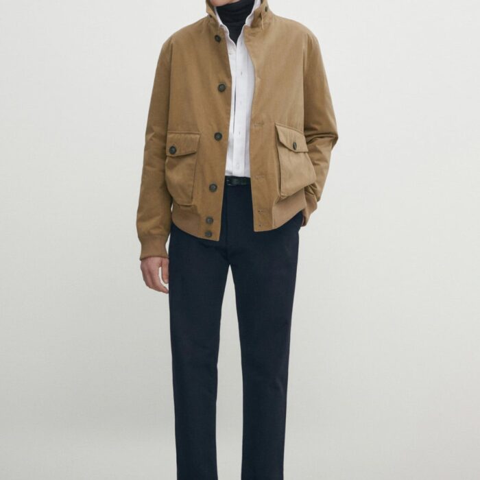 Cotton blend jacket with pockets