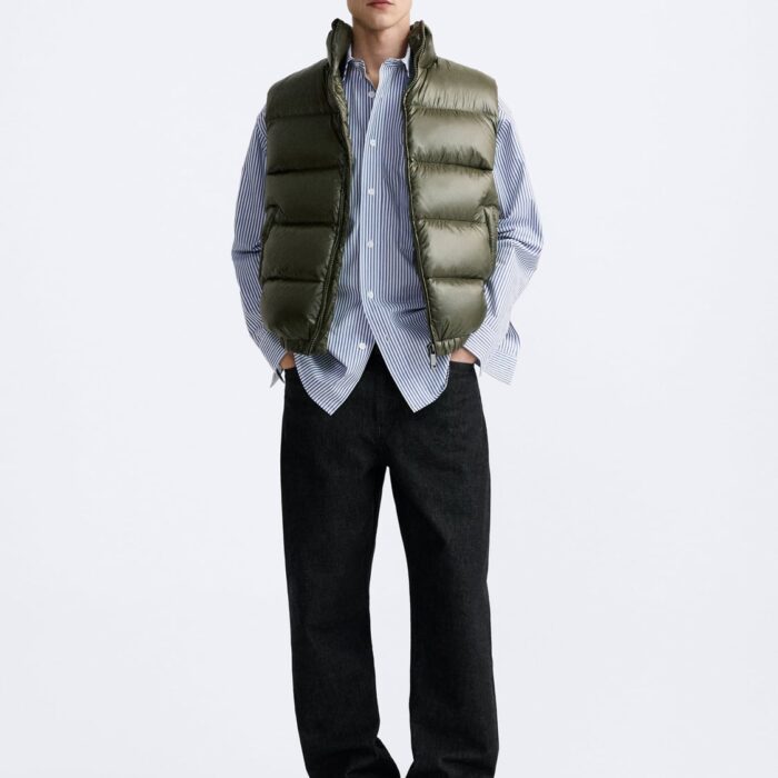 Feather Down Puffer Green Gilet