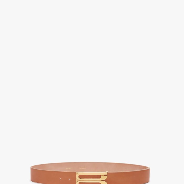 Jumbo Frame Belt In Orange Croc-Effect Leather