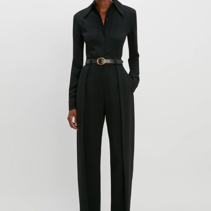 Exclusive Cropped Tuxedo Trouser In Ivory