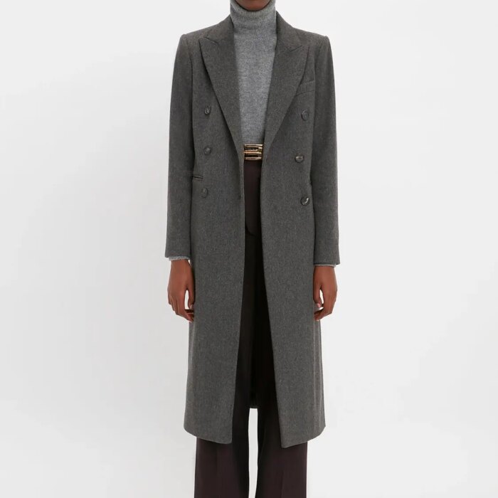 Exclusive Waisted Tailored Coat In Flax