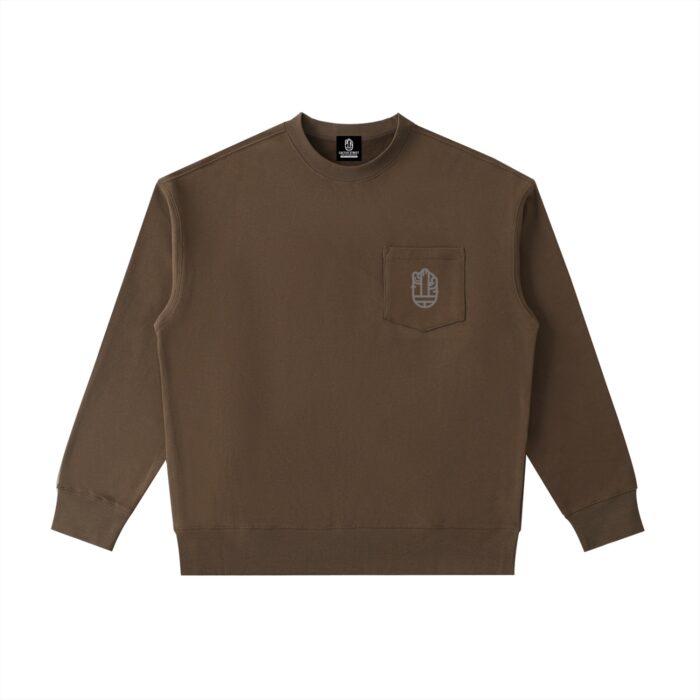 Heavyweight Patch Pocket Crewneck Sweatshirt - Brown