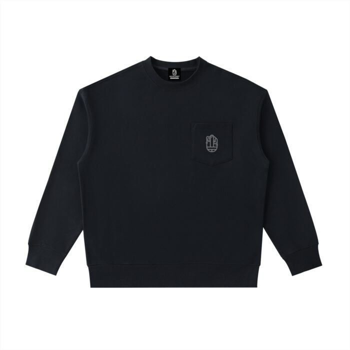 Heavyweight Patch Pocket Crewneck Sweatshirt - Black