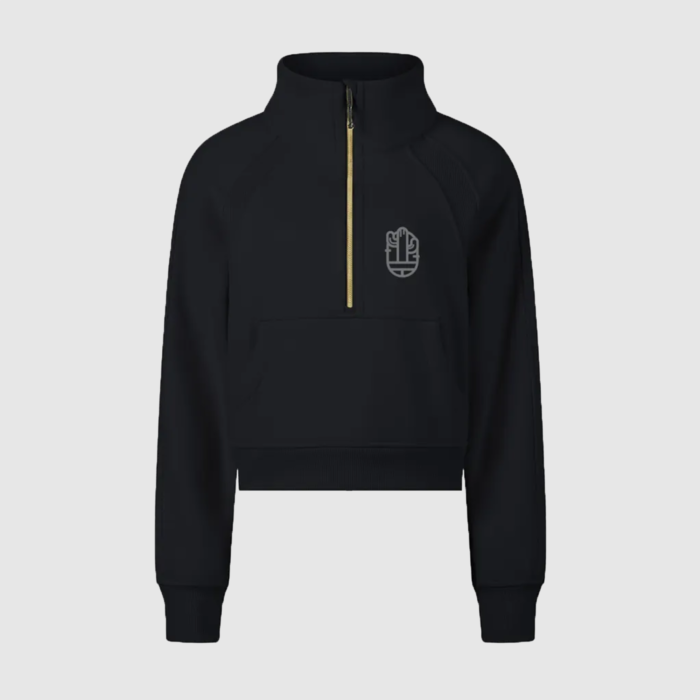 Cropped Half-Zip Sweatshirt - Black