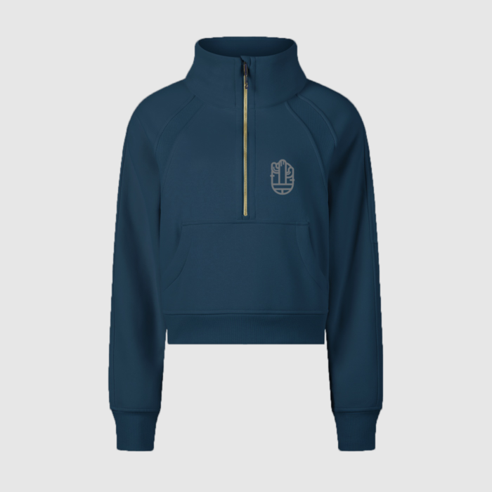 Cropped Half-Zip Sweatshirt - Teal