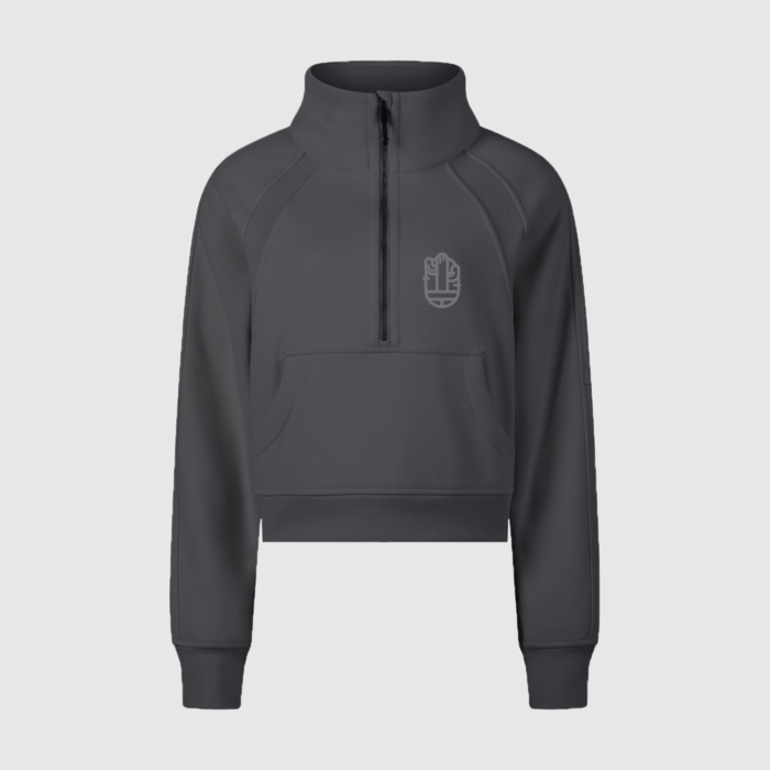 Cropped Half-Zip Sweatshirt - Dark Grey